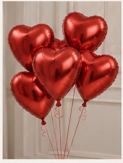 Set of five heart-shaped balloons